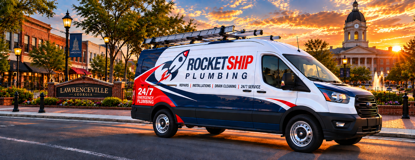 Rocket Ship Plumbing plumbing van and technician